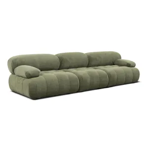 Bowie Textured Velvet 3 Seat Sofa (Olive)