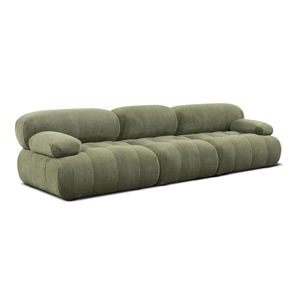 Bowie Textured Velvet 3 Seat Sofa (Olive)