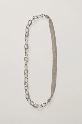 Brilliant Ribbon And Chain Necklace In Nickel Limited Offer Alert Clearance Sale