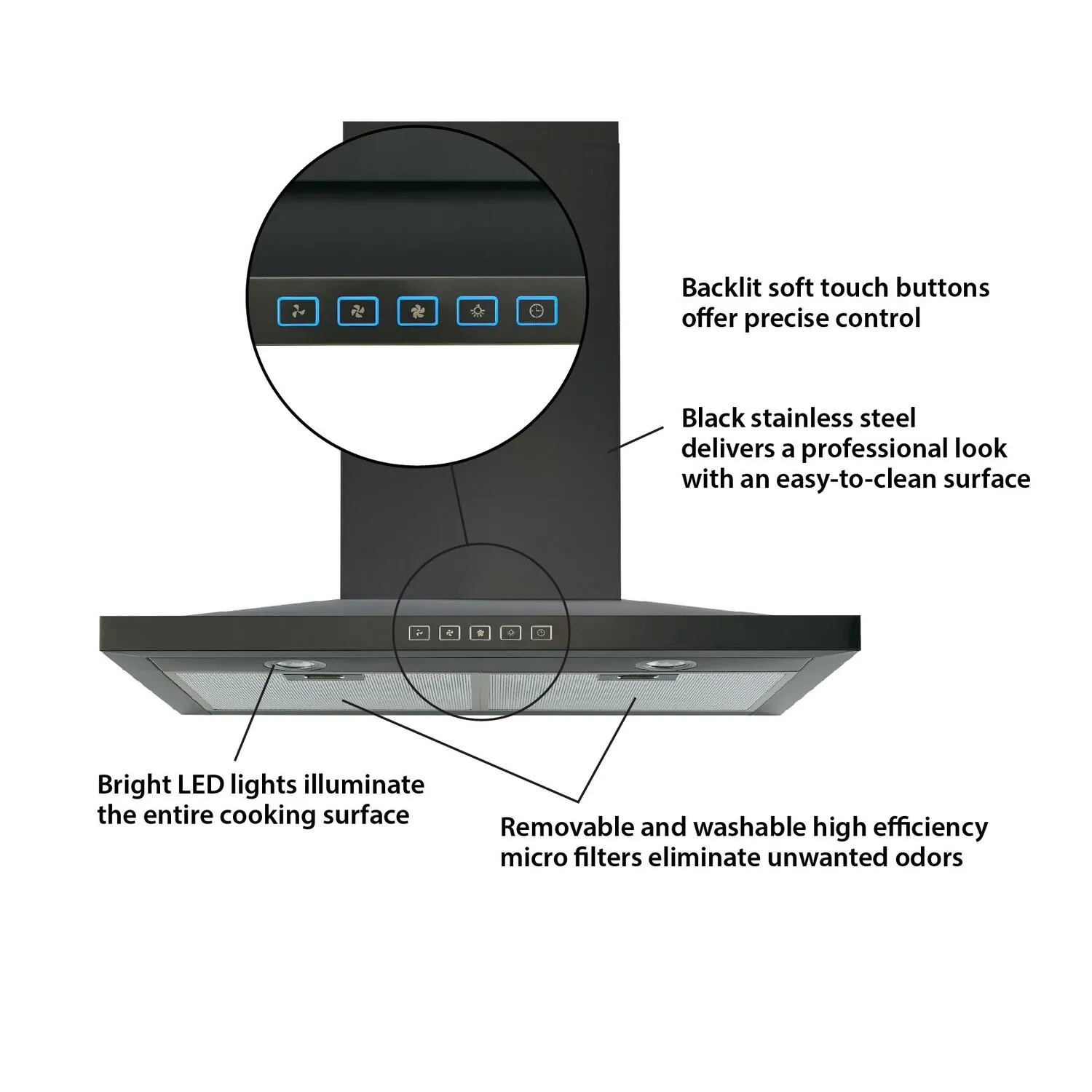 Broan BWS1304BLS Broan?? 30-Inch Convertible Wall-Mount Low Profile Pyramidal Chimney Range Hood, 450 Max Cfm, Black Stainless Steel