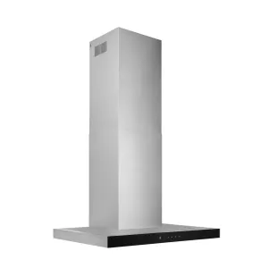 Broan BWT1304SSB Broan?? 30-Inch Convertible Wall-Mount T-Style Chimney Range Hood, 450 Max Cfm, Stainless Steel W/Black Glass