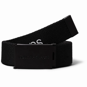 Best Seller Discount Daily Deal Frenzy Calvin Klein Ck Black Canvas Logo Metallic Buckle Belt
