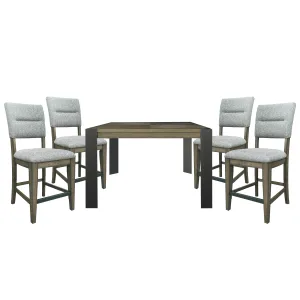 Cedar Fork - 54" Dining Square Counter Table With 4 Counter Stools - Smoked Arabica