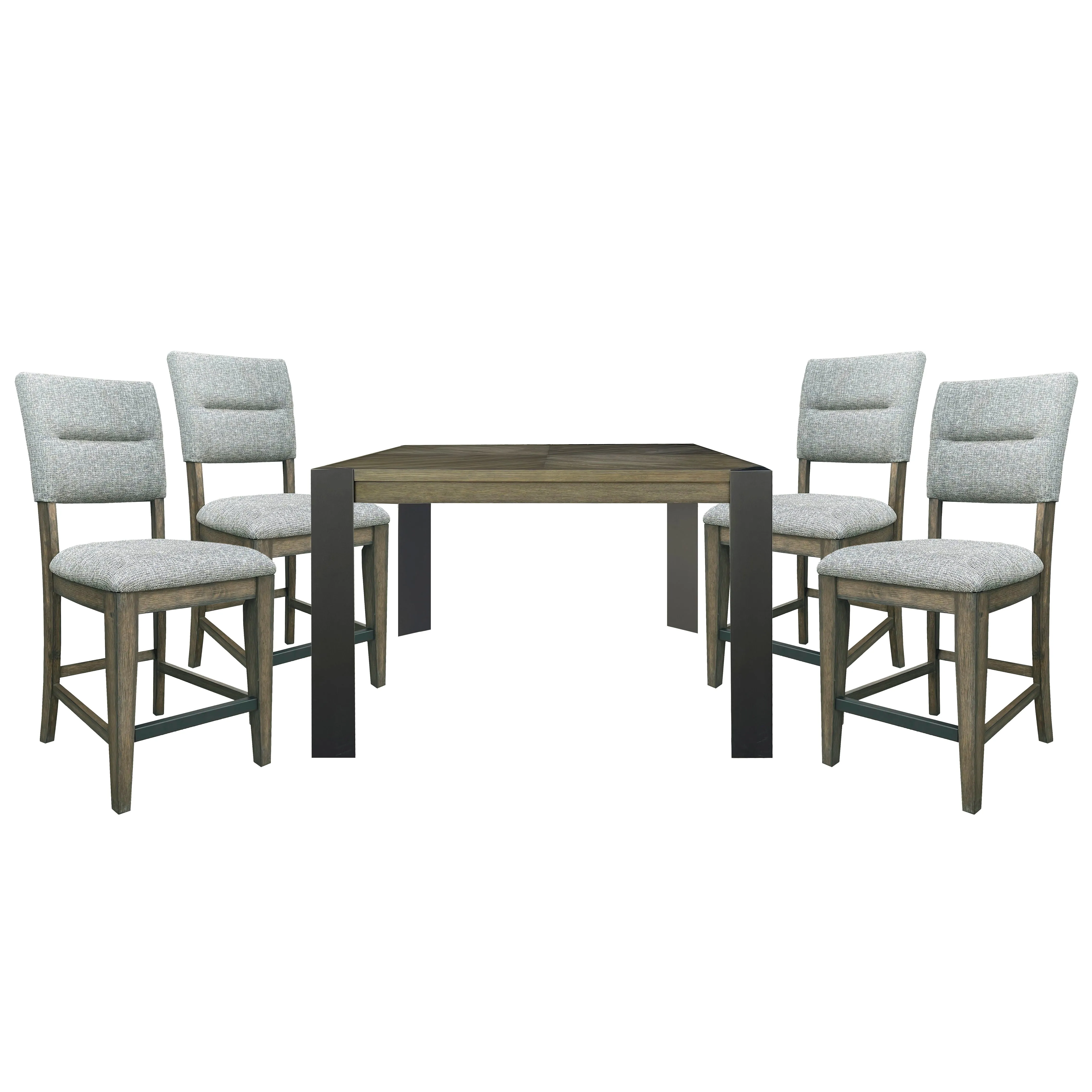 Cedar Fork - 54" Dining Square Counter Table With 4 Counter Stools - Smoked Arabica