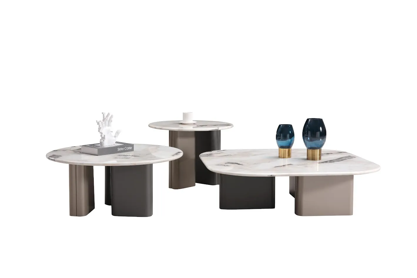 Celadon Charm Marble Curved Square Coffee Table