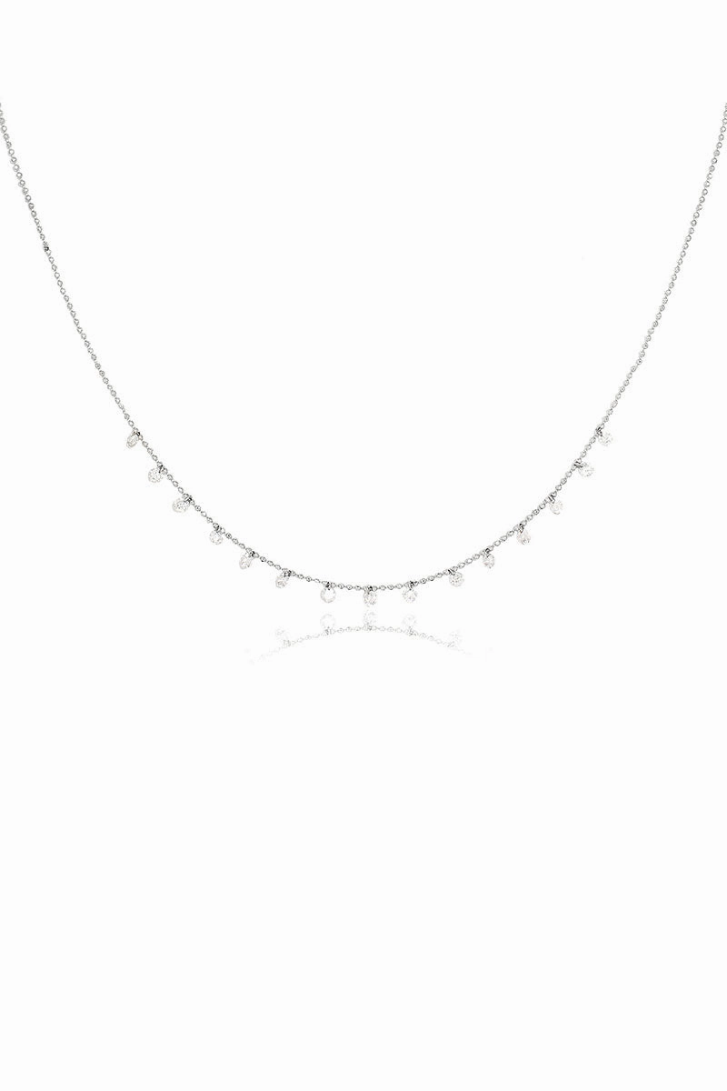 Hot Pick Sale Shop & Save Today Celeste 15 Floating Diamond Necklace In White Gold