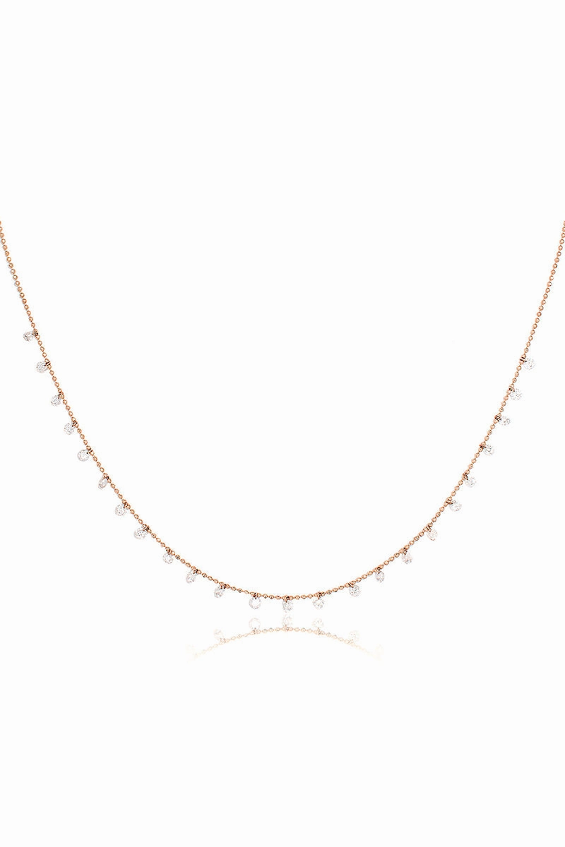 Flash Sale Alert Now Celeste 24 Floating Diamond Necklace In Rose Gold