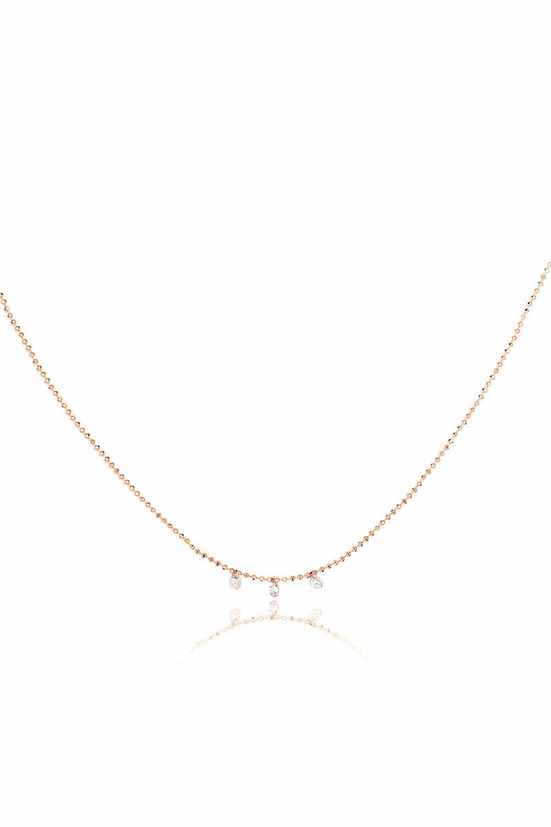 Celeste 3 Floating Diamond Necklace In Rose Gold Gift Sale Event Today Only Special