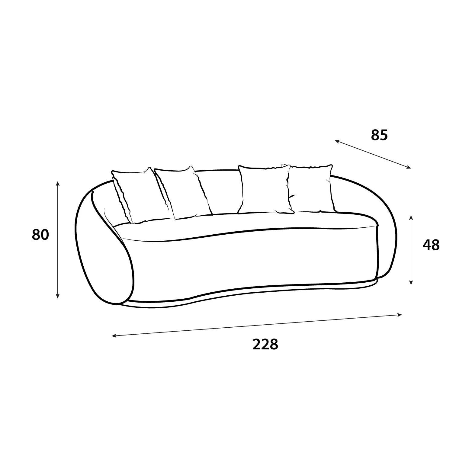 Chanel sofa size 228x85x48 cm