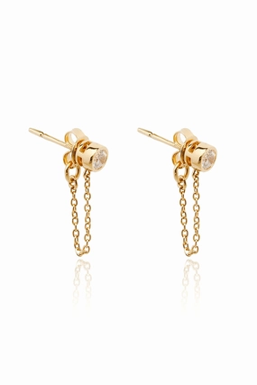 Todays Hot Pick Chloe Chain Drop Stud In Gold