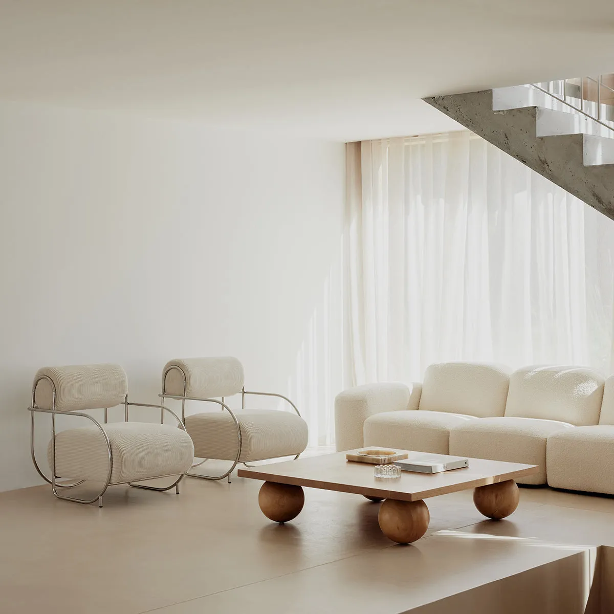 Chromeo Armchair & Ottoman (Sorrento Moon)