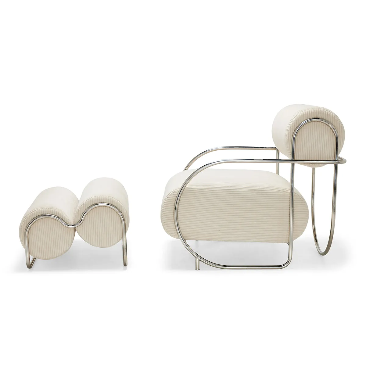 Chromeo Armchair & Ottoman (Sorrento Moon)