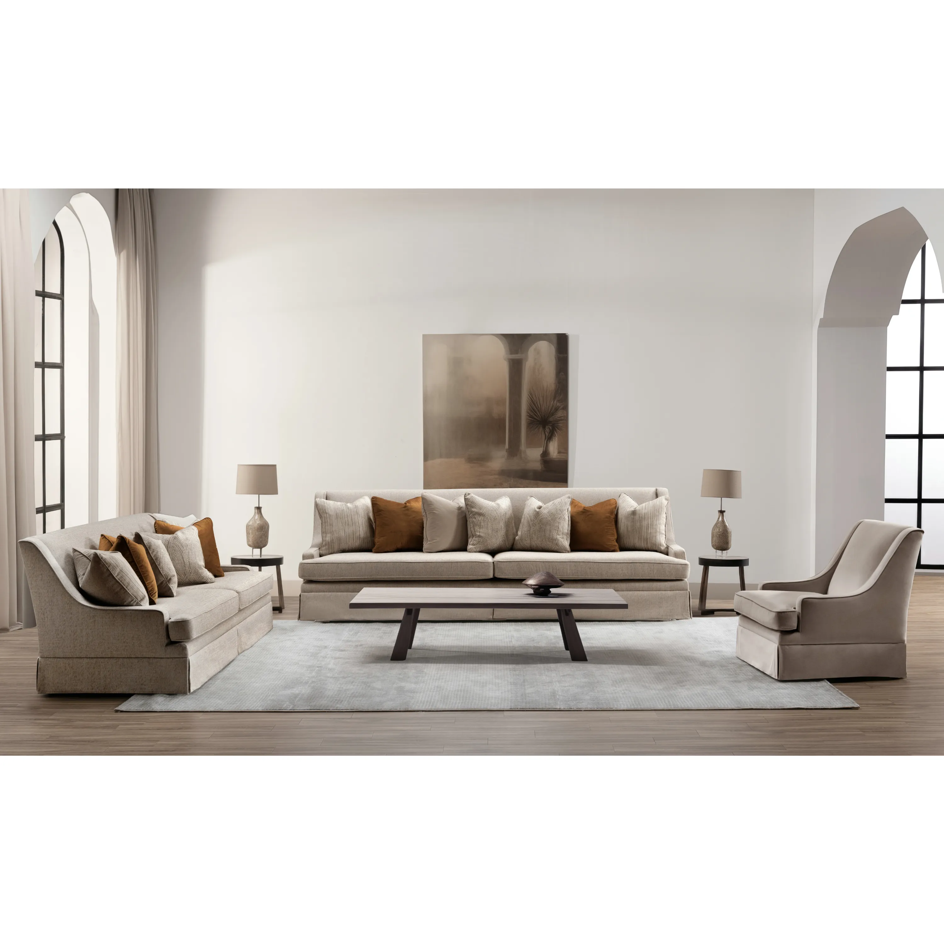 Classy By Noha Albabtain Skirted Beige Arm Chair