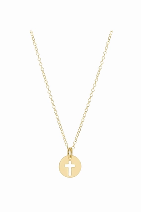 16" Necklace Gold - Blessed Small Gold Disc Flash Deal Today Limited Offer Alert