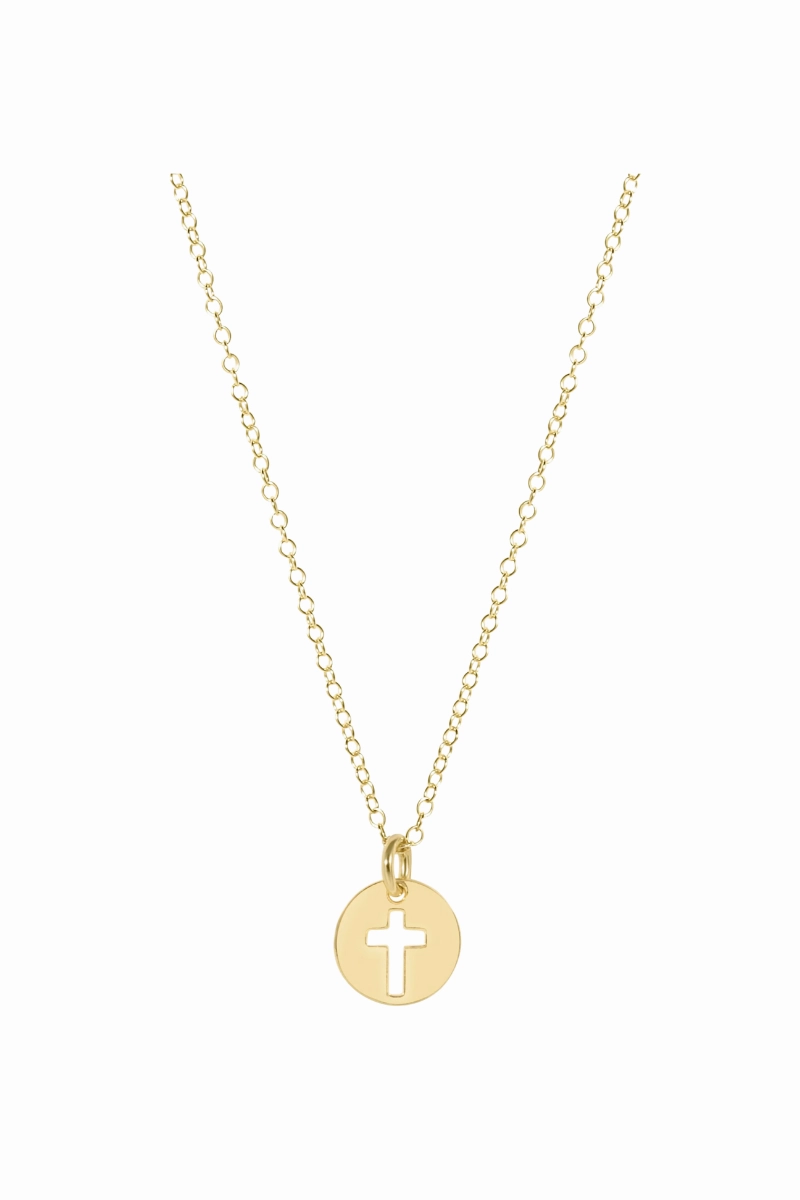 16" Necklace Gold - Blessed Small Gold Disc Flash Deal Today Limited Offer Alert