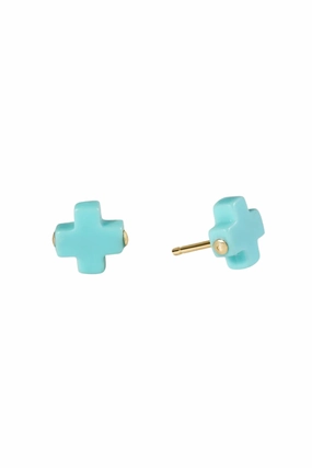 Signature Cross Stud - Turquoise Flash Sale Alert Now