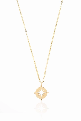 Gold Compass Medallion Necklace Today Only Discount