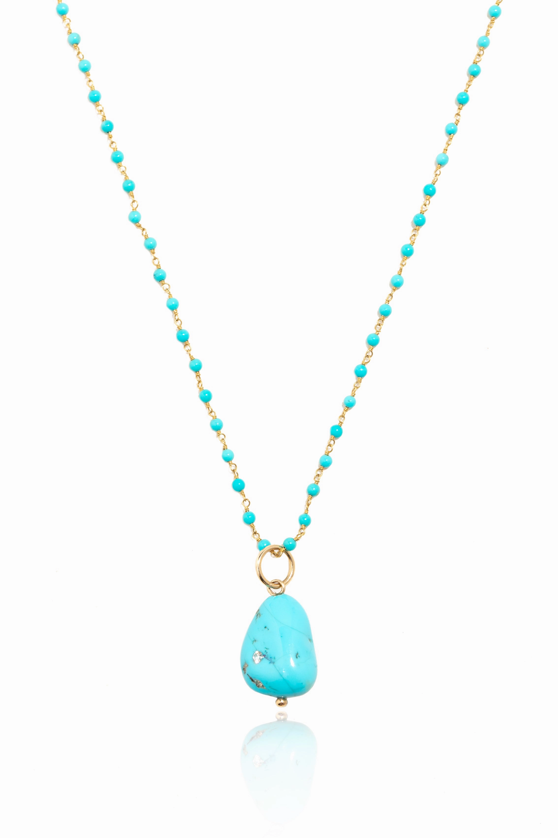 Sleeping Beauty Turquoise Nugget Necklace With Diamond Hot Deals Today