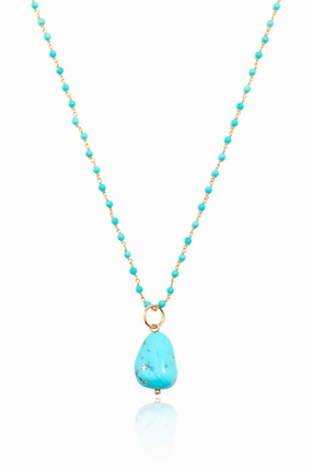 Sleeping Beauty Turquoise Nugget Necklace With Diamond Hot Deals Today