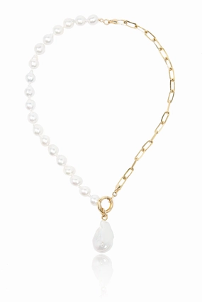 South Sea Long Link Necklace With Jumbo Baroque Drop Trending Deals Today Instant Savings Inside