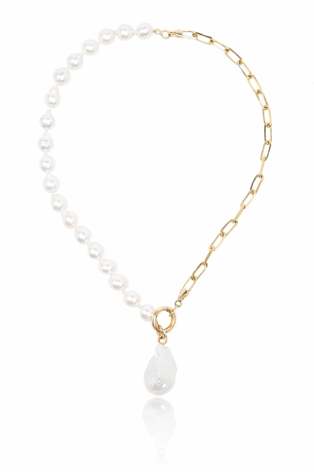 South Sea Long Link Necklace With Jumbo Baroque Drop Trending Deals Today Instant Savings Inside