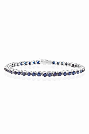 Blue Sapphire Tennis Bracelet In 18K White Gold Today Only Hot Pick Clearance Event Today