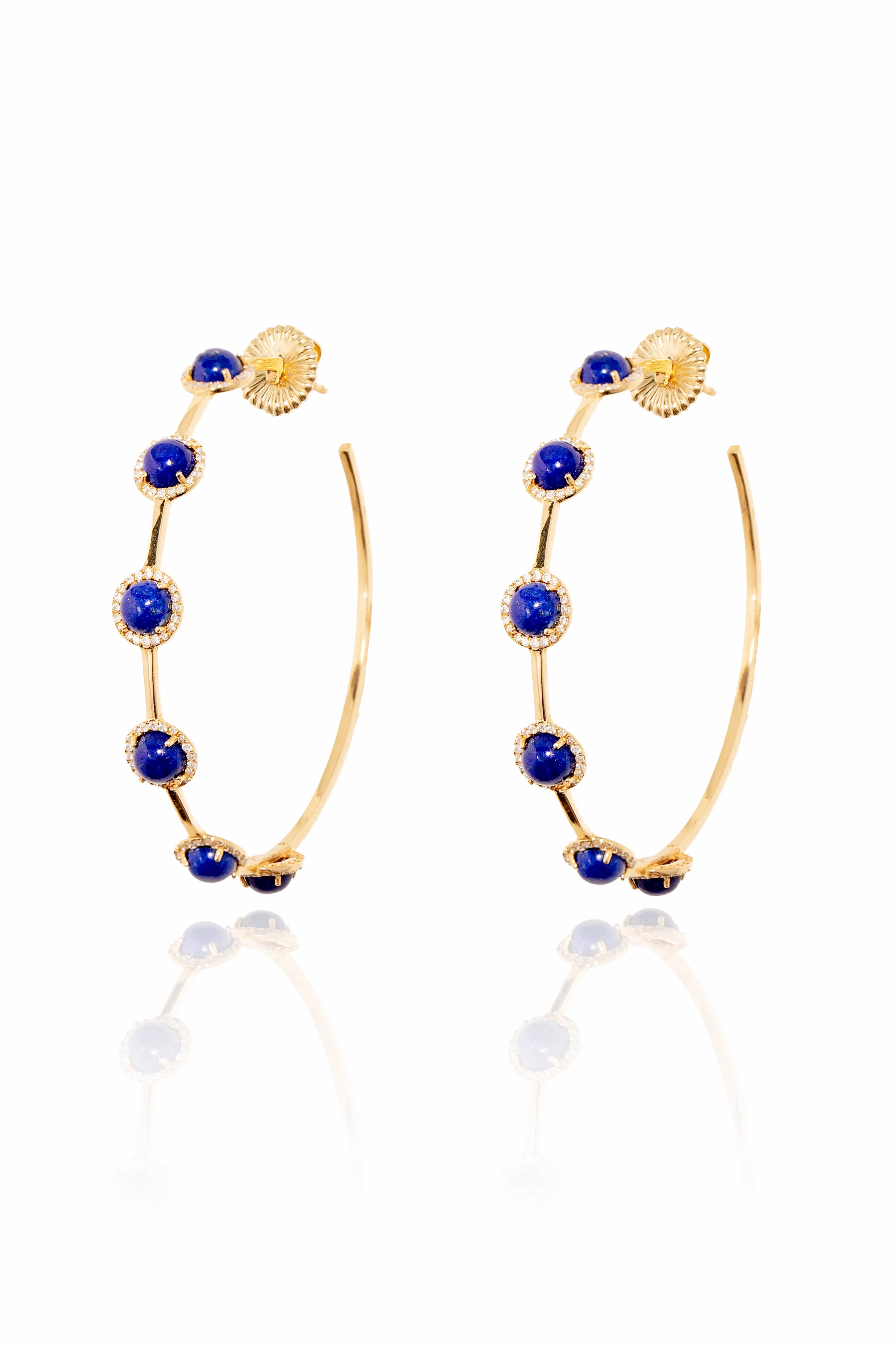 Diamond Lapis Hoops In 18K Yellow Gold Instant Deal Today Hot Pick of the Day