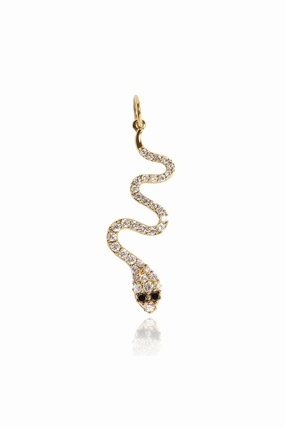Limited Time Offer! Mega Hot Offer Diamond Pave Snake Pendant In 14K Yellow Gold