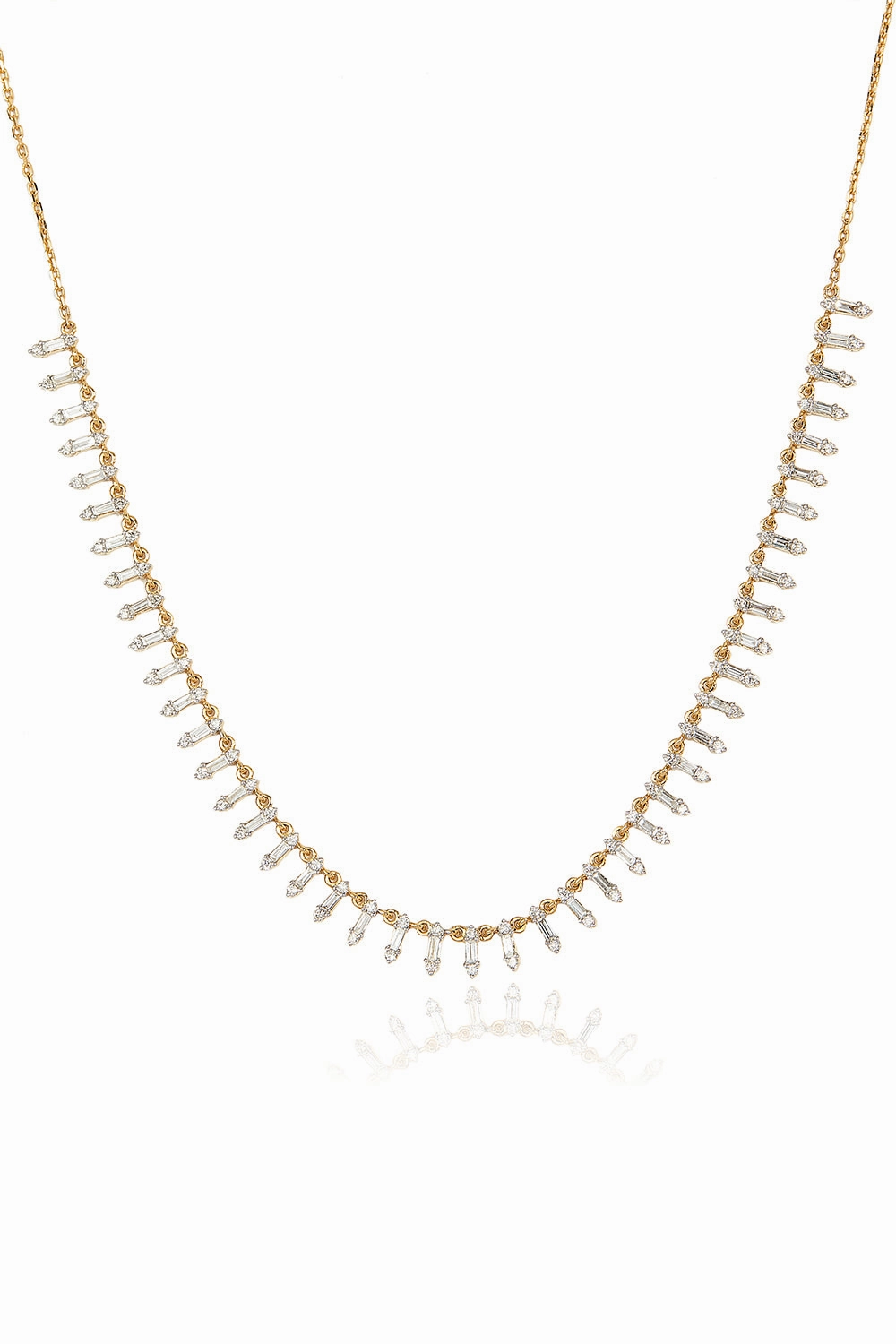 Hot Picks Today Must-Have Steals Floating Baguette Diamond Collar Necklace In 18K Yellow Gold