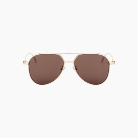 Alexander Mcqueen Gold Brown Sunglasses Big Savings Today Price Slash Today