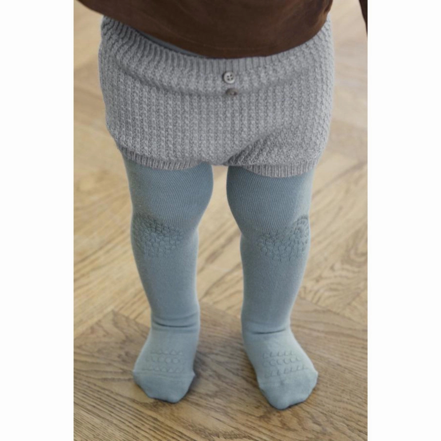 Save Today Event Must-Shop Sale Gobabygo Dusty Blue Crawling Tights Organic Cotton
