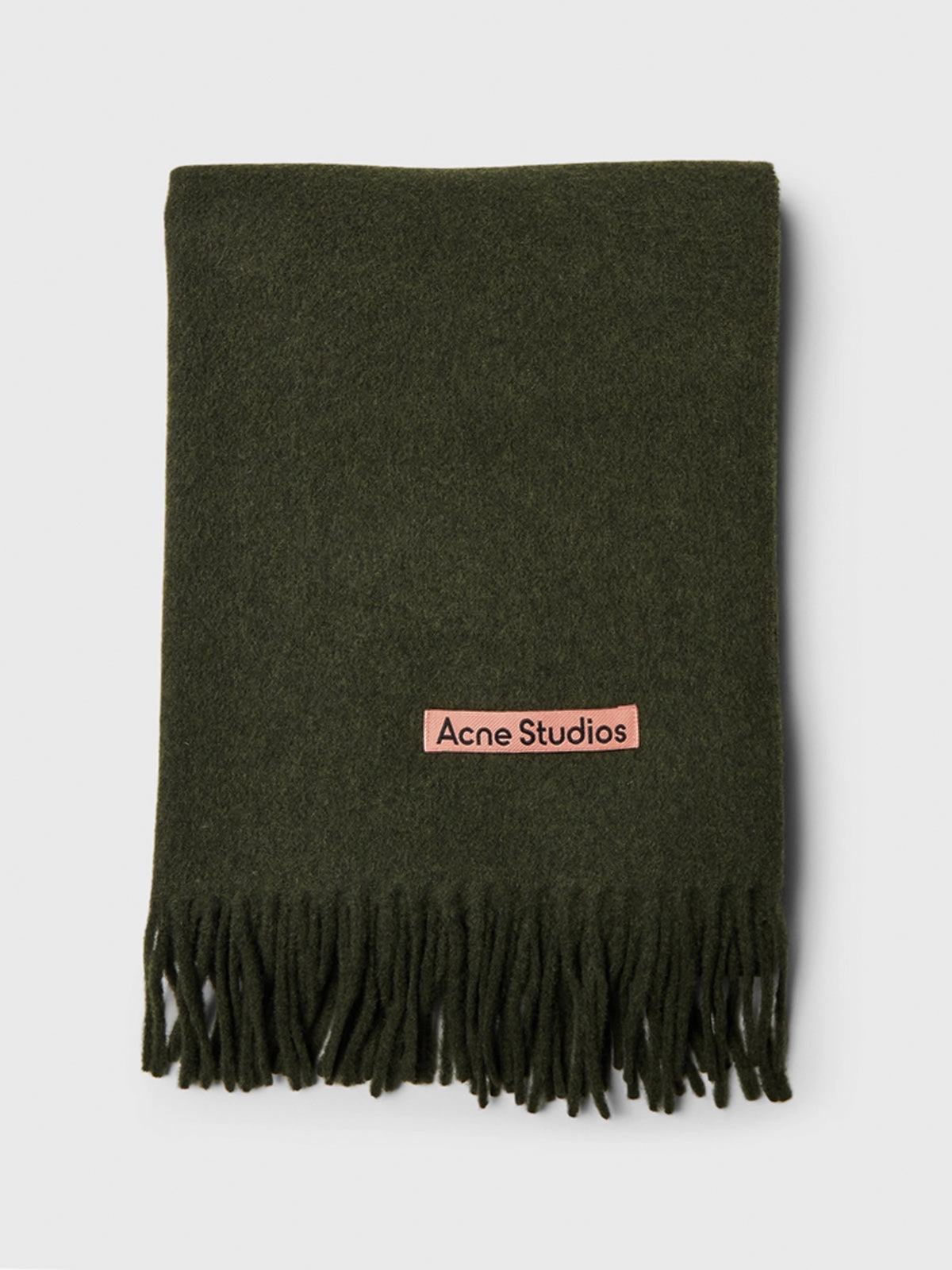 Save More Online Narrow Fringe Wool Scarf In Wood Green Melange