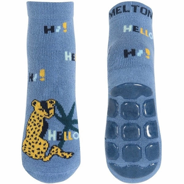 Shop the Savings Clearance Savings Now Melton Leopard Anti-Slip Socks Denim Blue