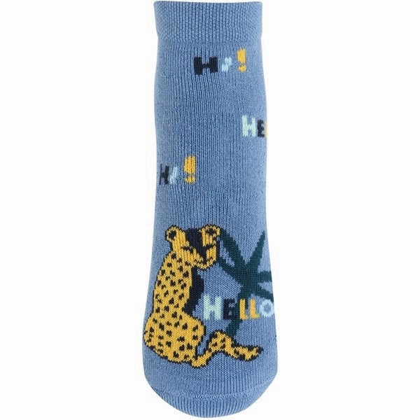 Flash Deal Alert Melton Leopard Anti-Slip Socks Denim Blue
