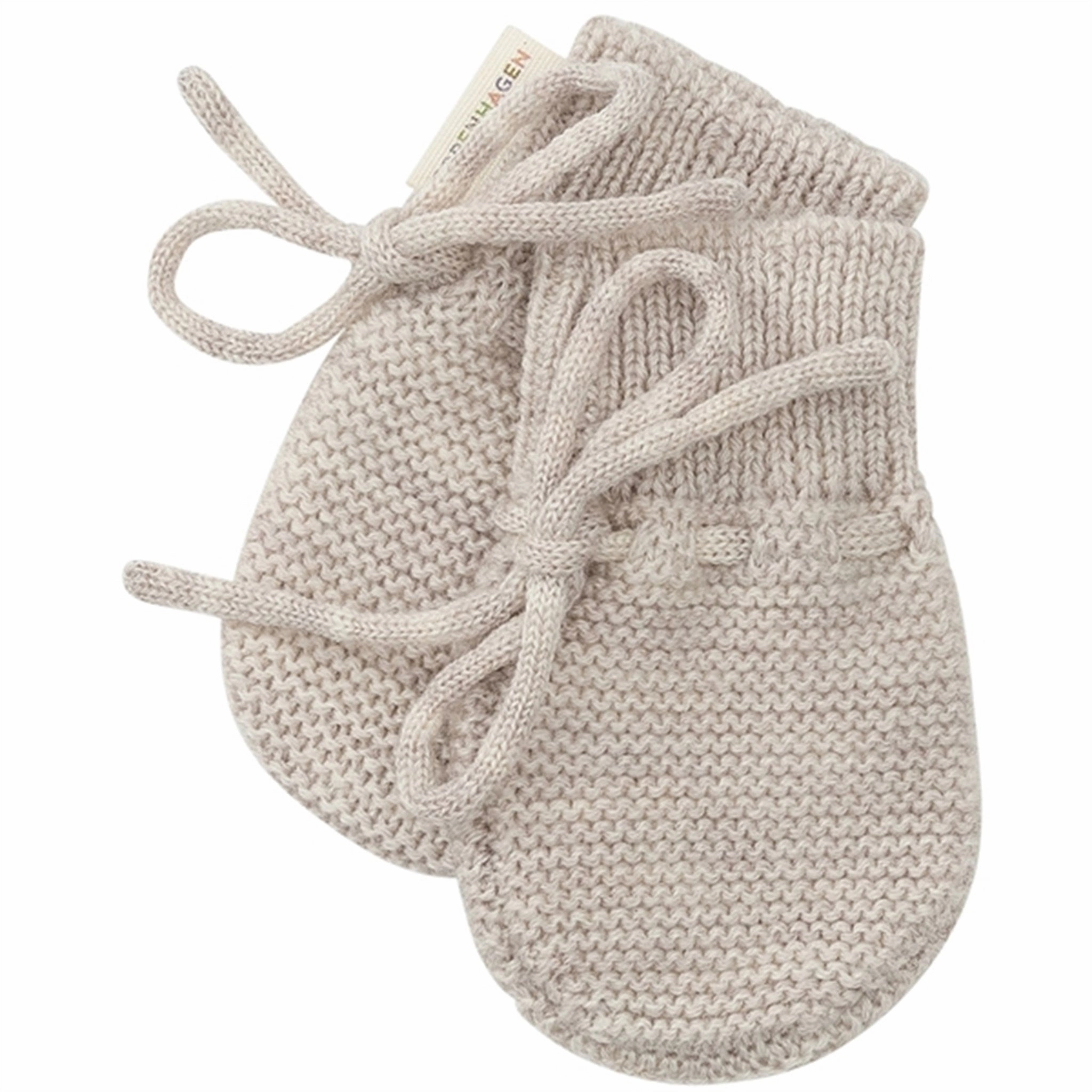 Copenhagen Colors Pale Cream Melange Merino Uld Strikket Baby Luffer Perfect Gift Offer