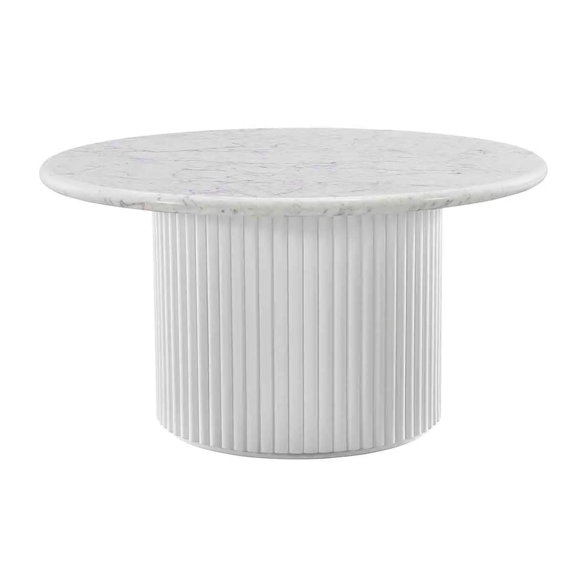 Cosmos Coffee Table (White Oak, Carrara Marble, 85cm)