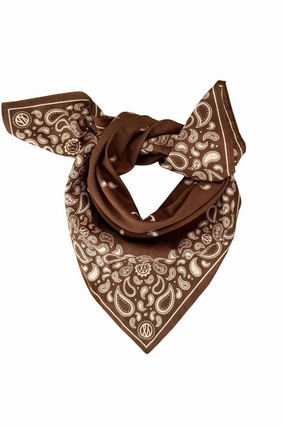 Cotton Paisley Scarf 55 Cm. Brown & Light Beige Hot Deal Alert