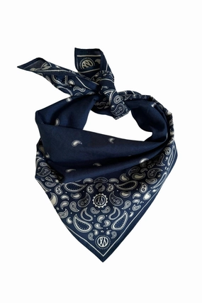 Best Deal Alert Cotton Paisley Scarf 55 Cm. Navy