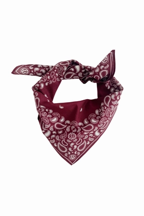 Cotton Paisley Scarf 55 Cm. Wine Red & Cream Shop Smart Deals Price Drop Frenzy