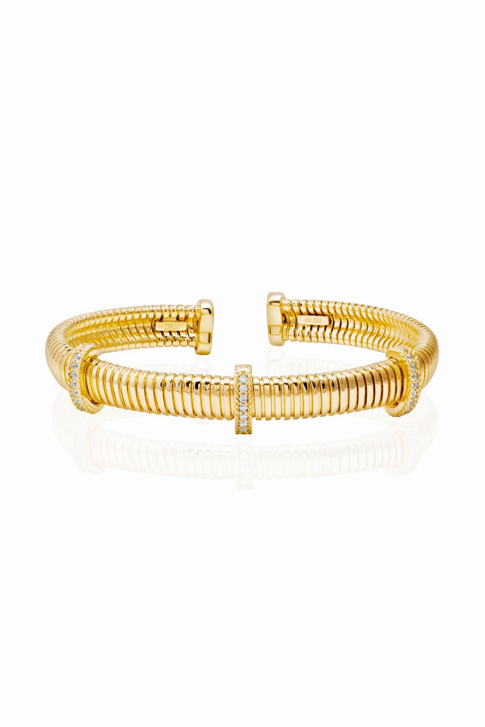 Crystal Pav 3 Fili Tubogas Bracelet In 925 Silver Gold Hot Offer Ending Soon
