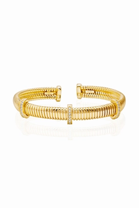 Crystal Pav 3 Fili Tubogas Bracelet In 925 Silver Gold Hot Offer Ending Soon