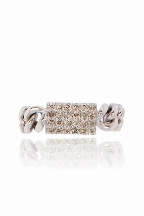 Cuban Chain Diamond Pav Ring In Silver Flash Deal Alert End-of-Week Deals