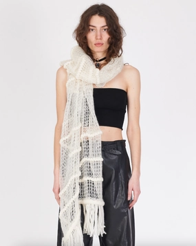 Trending Offer Today Knit Fringe Ends Scarf - White