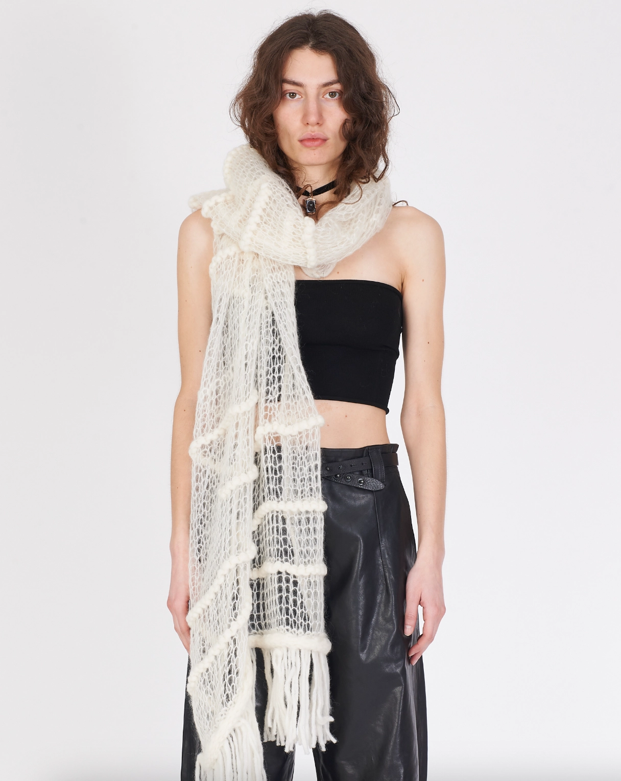 Trending Offer Today Knit Fringe Ends Scarf - White