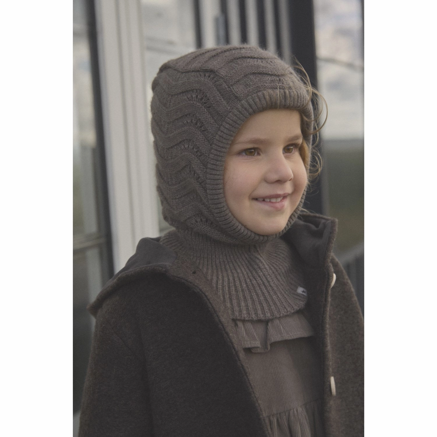 Huttelihut Brown Melange Balaclava Wool Knit Exclusive Online Discount