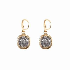 Surprise Discount Today Dangling Coin Earrings W/Clear Crystals