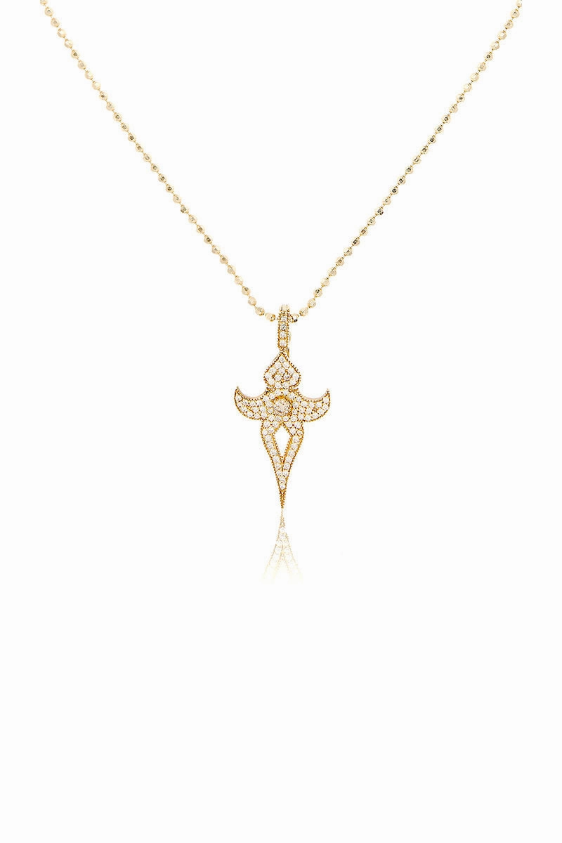 Diamond Pav Goddess Pendant Necklace In Yellow Gold Online Exclusive Deal Hot Price Drop