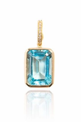 Diamond Blue Topaz Pendant In Yellow Gold Clearance Sale Now Big Price Drop