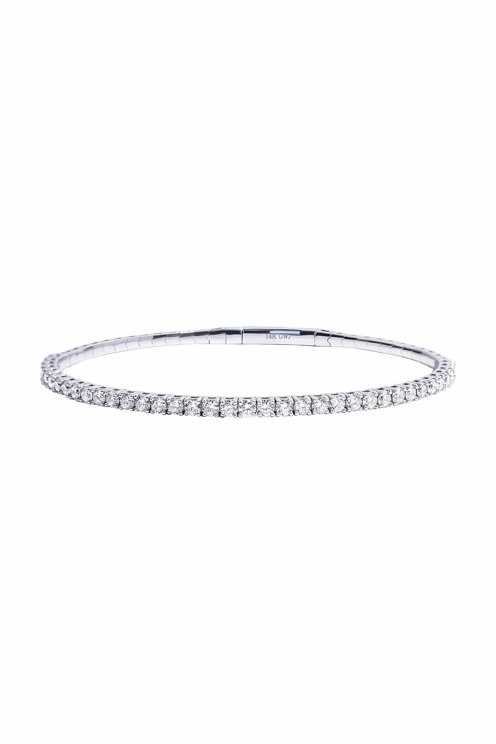 Diamond Flex Bangle Bracelet In 14K White Gold Instant Hot Deal