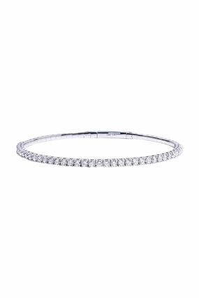 Diamond Flex Bangle Bracelet In 14K White Gold Instant Hot Deal